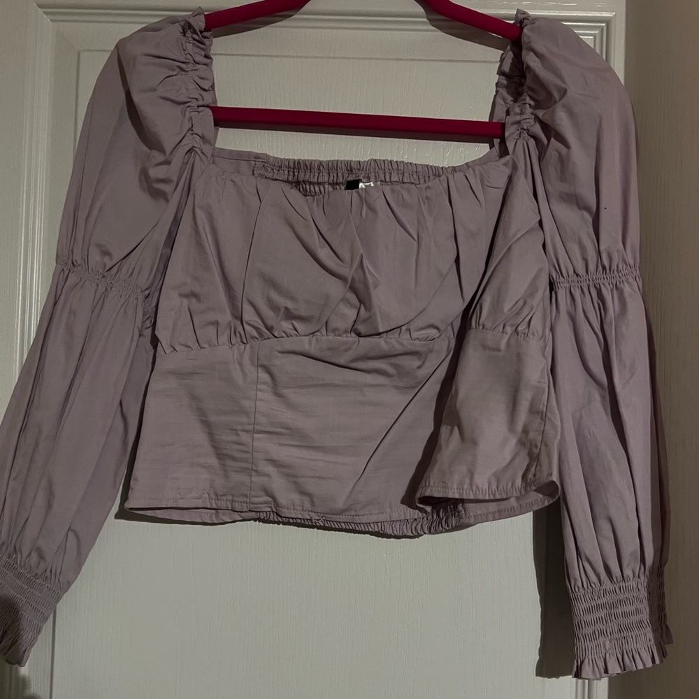 lavender cropped blouse